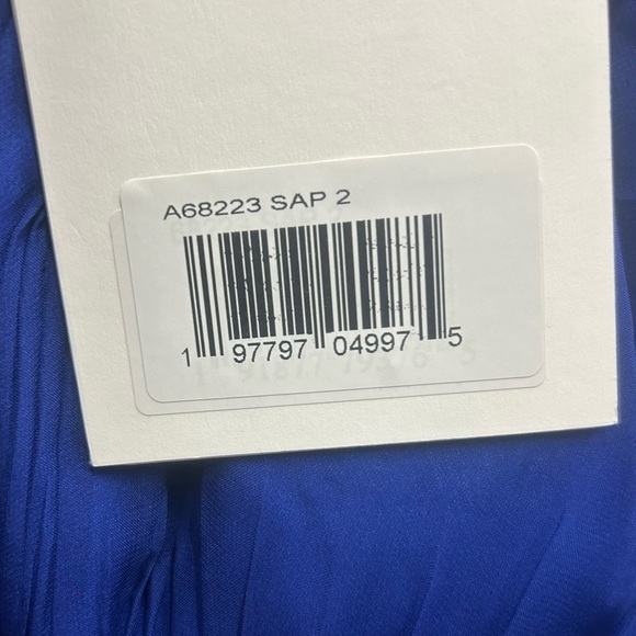 Mac Duggal A68223 NWT Blue Cascade Ruffle Puff Sleeve A Line Gown - Picture 8 of 10